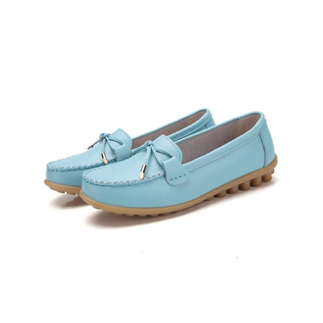 MAWCLOS Ladies Moccasins Comfort Nursing Shoes Slip On Resistant Loafers Bow Work Boat Shoe Moonlight 7.5