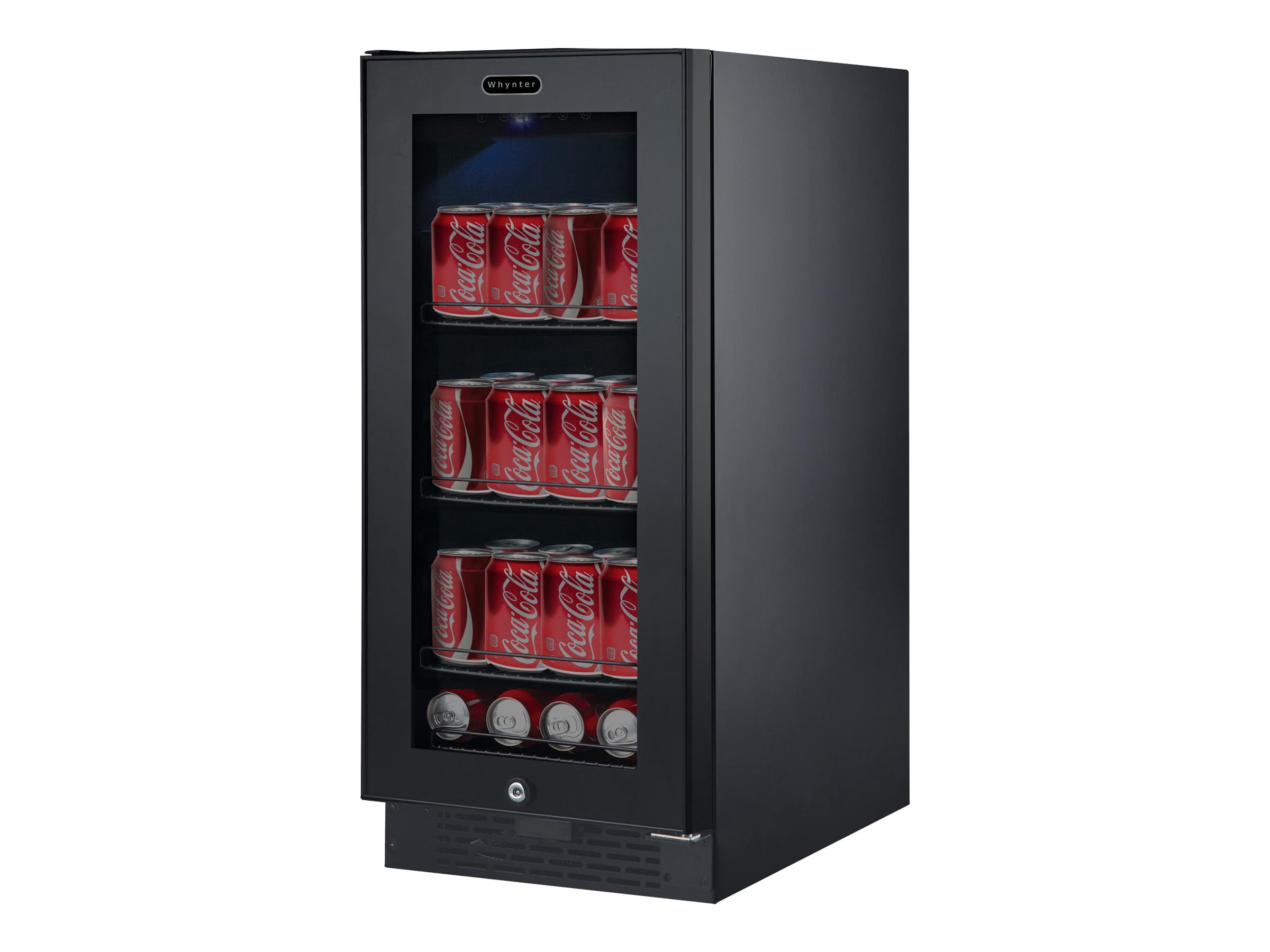 Whynter BBR-801BG Built-in Black Glass 80-can Capacity 3.4 cu ft Beverage Refrigerators, Silver