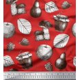 thumbnail image 1 of Soimoi Rayon Fabric Mushroom, Pear Fruits Print Fabric by The Yard 56 Inch Wide, 1 of 3