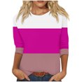 thumbnail image 1 of Birdeem Blouse pour Femmes Mode Blouses Amples à Blocs de Couleur Imprimé T-Shirt à Manches 3/4 Col Rond, 1 of 1