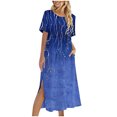 thumbnail image 2 of Ovzne Robes Grande Taille pour Femmes aux Formes Robe Femme Robe Décontractée d'Été pour Femme Robe de Printemps à Manches Courtes avec Poches Robe de Plage Évasée Robe Décontractée Robe pour Femme à Manches Courtes Imprimée Transparente, 2 of 7