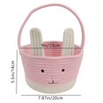 thumbnail image 2 of SUNSIOM Easter Bunny Basket Cute Contrast Color Rope Easter Bucket Tote with Long Handle for Home Party School, 2 of 6