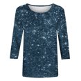 thumbnail image 3 of Baikeli T-Shirt pour Femmes Manches 3/4 Chemises Tendance Dégradé Imprimé Hauts Col Rond Classique T-Shirts Printemps 2024 Blouses Décontractées Offre du Jour Prime, 3 of 4