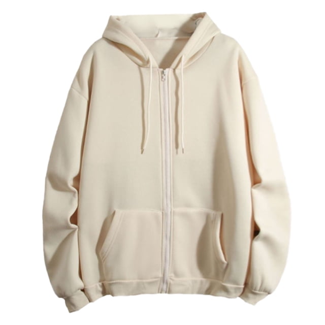 Chandails à Capuche à Fermeture Éclair pour Femmes Automne Uni à Fermeture Éclair Chandail à Capuche de Base Veste à Capuche Tendance Mode Urbaine Grande Taille Disponible Chandail à Col Rond pour Femmes Beige TTG