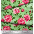 thumbnail image 2 of Soimoi polyester Crepe Fabric Leaves & Rose Flower Print Sewing Fabric Yard 42 Inch Wide, 2 of 3