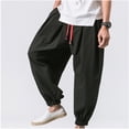 thumbnail image 4 of Mefallenssiah Men Casual Solid Fashion Tether Closure Loose Flared Leggings Trousers, 4 of 9