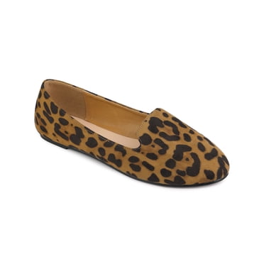 BLISSFUL STEP Ballerines pour Femmes en Faux Suède à Bout Rond à Enfiler Léopard 11