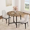 31.5 Inch Small Round Dining Table for 2, One-Piece Industrial Wood Kitchen Table, Space-Saving Farmhouse Table for Apartment and Small Spaces, Table Only,Oak