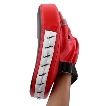 Boxing Curved Punching Mitt, Shock Absorbent Training Hand Pad Muay Thai Martial Boxing Punch Kick Training Pad Mitt PU Leather