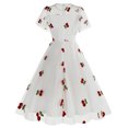 thumbnail image 4 of Été jusqu'à 65 % de Rabais Iumwxz Robe à Col Rond à Manches Courtes pour Femmes Robe en Tulle Tunique à Fermeture Éclair Robe de Princesse Robes à Imprimé de Fruits Robes d'Été pour Femmes Robe Habillée pour Porter à l'Extérieur, 4 of 6