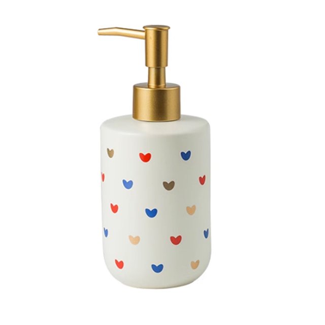 Qeeadeea Love Motif Ceramic Lotion Dispenser, Hand Soap Dispenser, Refillable Dispenser For Bathroom, Gold Soap Dispenser-love-380ml/13.4oz