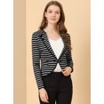 thumbnail image 3 of INSPIRE CHIC Blazer Mince à Rayures pour Femme à Revers Cranté Décoré de Boutons S Noir, 3 of 6