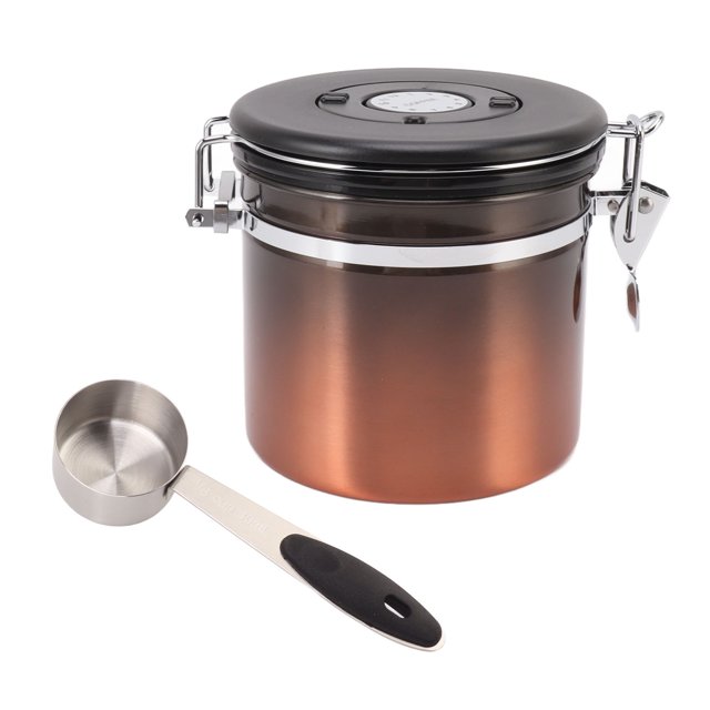 Boîte à Café, Boîte à Café Hermétique En Acier Inoxydable 304, Récipient De Stockage des Aliments De Cuisine Avec Cuillère Pour Grains De Café Moulus, Céréales De Thé(1.2L)