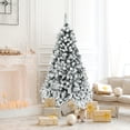 thumbnail image 1 of Gymax 6 FT Pre-Lit Christmas Tree Snow Flocked Hinged Pine Tree w/ Metal Stand, 1 of 10