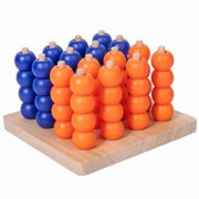 Wooden Board Game, 4-in-a-Row Strategy Game for Kids and Adults, Multi-Player Family Party Educational Toy, 1 Game Set, Portable and Compact