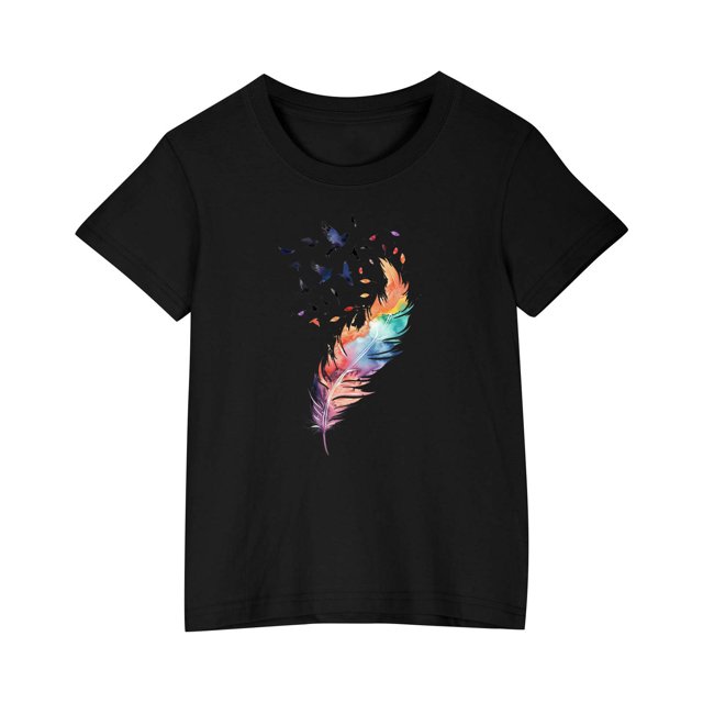 RXIRUCGD 2025 Vêtements d'Été pour Enfants T-shirt Imprimé Mode Mignon Col Rond Manches Courtes