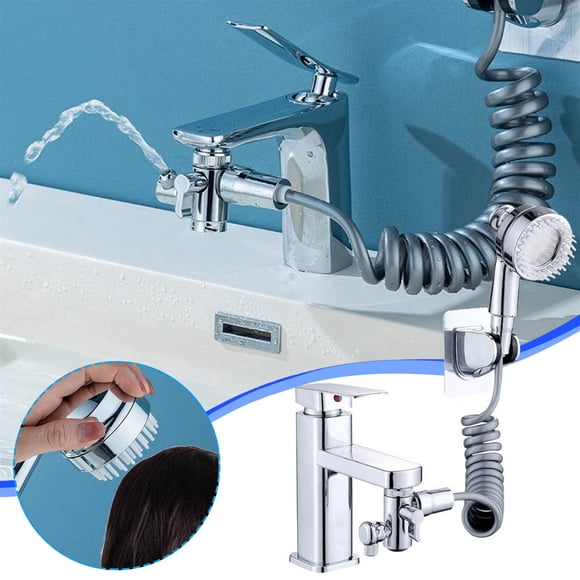 Douchette pour Évier, Rallonge de Tête de Douche à Main 2 Modes pour Lavage des Cheveux Rasage Rinçage Vaisselle, s'Adapte à 99 % des Robinets de Salle de Bain Cuisine Standard, Installation Facile