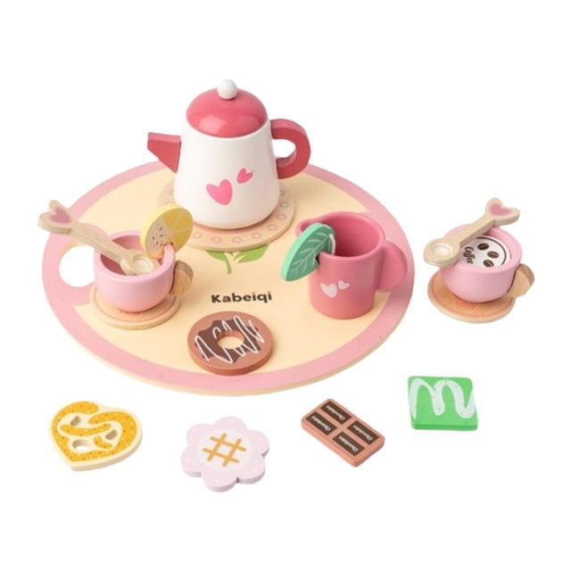 Tachiuwa Little Girls Tea Set Toy Games Tea Set Play Kitchen Accessories for Children Heart
