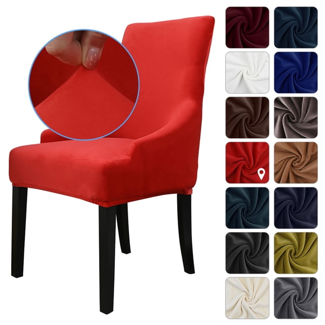 Amdohai Chair Cover Velvet Chair Slipcovers Removable Washable Soft Dining Chair Protector Cover Red