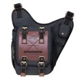 thumbnail image 1 of Mens Vintage Canvas Shoulder Messenger Bag Chest Leather Patchwork Messenger Bag(03BLACK), 1 of 5