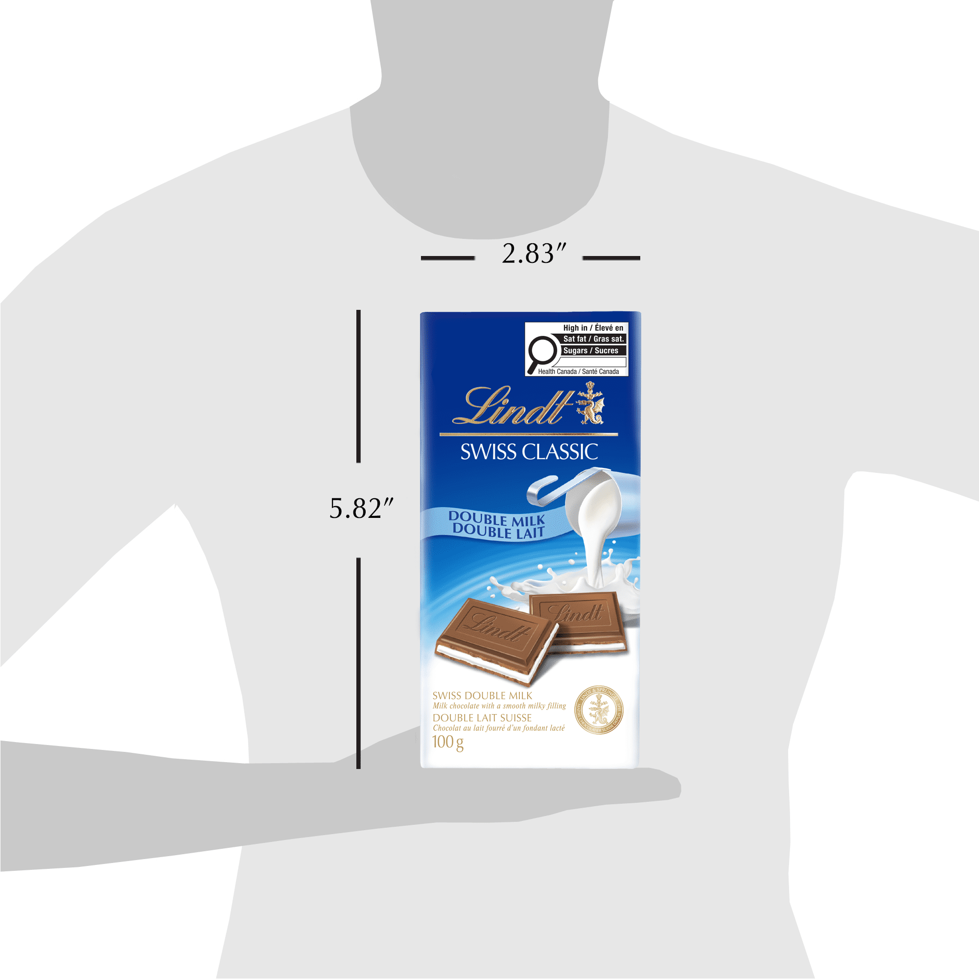 Chocolat double lait Lindt SWISS CLASSIC – Barre (100 g)