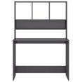 thumbnail image 2 of vidaXL Desk with Shelf High Gloss Grey 110x45x157 cm Engineered Wood, 2 of 5
