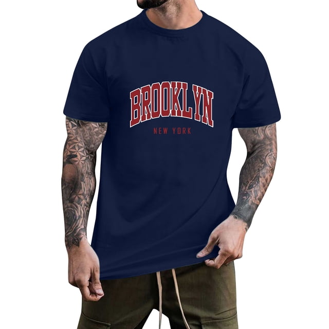 BOBOGOJP Shirts Chemises pour Hommes Manches Courtes Col Rond Chemises T - de Base (Marine,4TG)