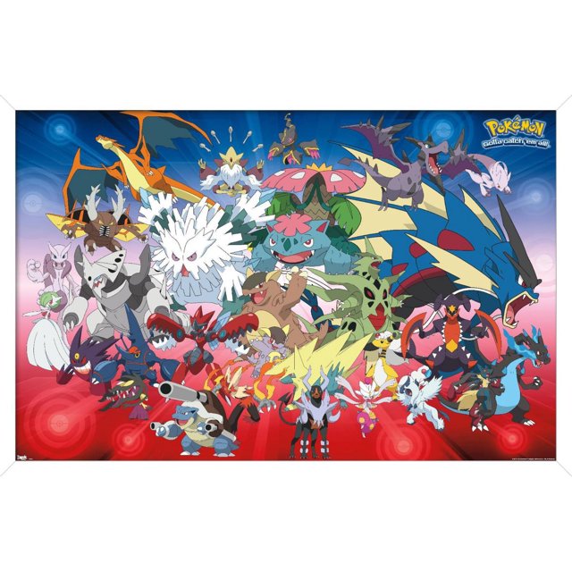 Pokémon - Mega Evolutions Wall Poster, 14.725" x 22.375" Framed