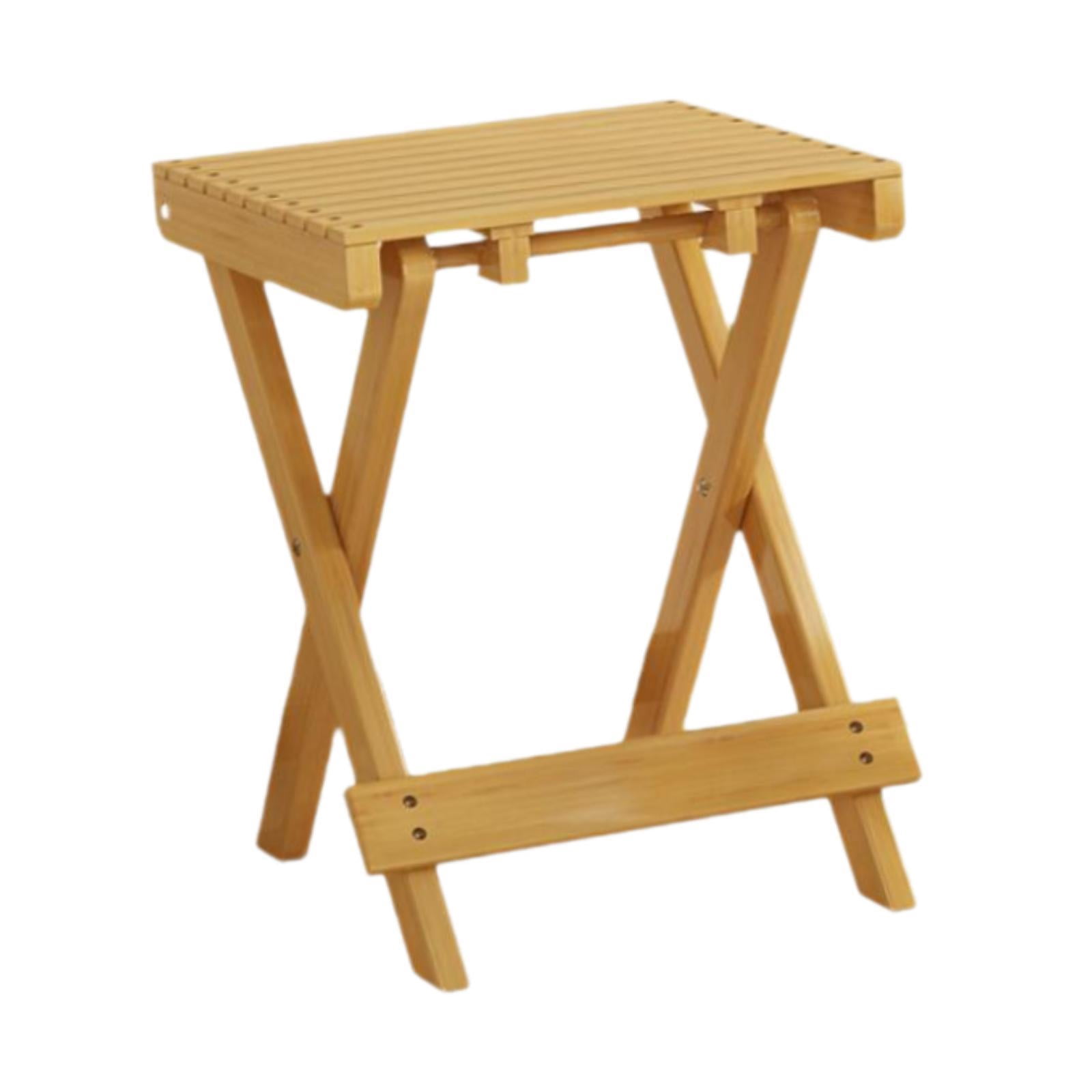 koolsoo Bamboo Folding Stool Compact Outdoor Foldable Stool for Patio Travel Camping wood