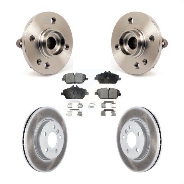 Transit Auto Front Hub Bearing Assembly Coated Disc Brake Rotors and Semi-Metallic Pads Kit for Car 2014-2015 Mini Cooper 1.6L with 5 Lug Wheels 280mm Diameter Rotor KBB-103694