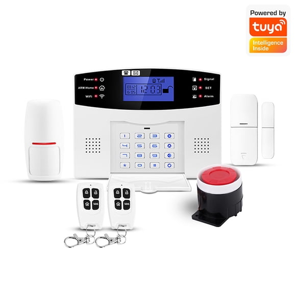 Trousse de Système d'Alarme Numérotation Automatique GSM+Wi-Fi Système d'Alarme Sans Fil pour la Maison Système d'Alarme GSM pour la Maison Capteur de Mouvement Capteur de Porte/fenêtre Télécommande