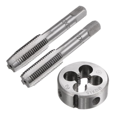 Unique Bargains 3 Paquets M12 x 1,5 Tarauds à Fil Conique/inférieur et Matrice Ronde Métrique Ensemble de Robinet et Matrice