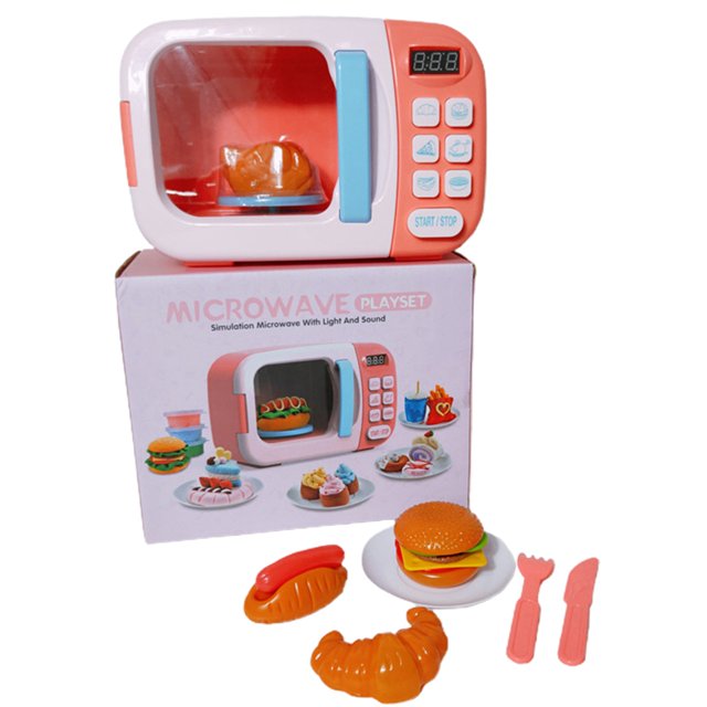 Microwave Oven Toy Set - Realistic Electronic Pretend Playset Kitchen Play Toy
