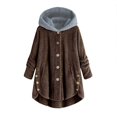 thumbnail image 1 of Womens Cardigan Plus Size Button Plush Tops Hooded Loose Cardigan Wool Coat Winter Jacket Navy Xl, 1 of 3