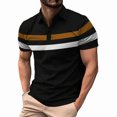 thumbnail image 1 of Shirts for Men, Mens Patchwork Fallow Button Round Neck Sports Short Sleeve Shirt, 1 of 5