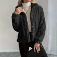 thumbnail image 2 of Breezora Women's Reversible Fleece Coat Winter Warm Stand Collar Button Down Twisted Design Jacket S Size Black, 2 of 9