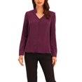 thumbnail image 1 of INSPIRE CHIC Chemise Élégante à Manches Longues Col en V pour Femmes TP Rouge Violacé, 1 of 6