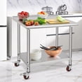 thumbnail image 3 of Table de Travail en Acier Inoxydable, Table de Préparation des Aliments 36x24x35 Pouces avec Roulettes, Poste de Travail Commercial pour Cuisine, Restaurant, Garage, Argent, 3 of 8