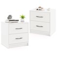 thumbnail image 1 of Gymax Table de Chevet Moderne 2 Pcs à 2 Tiroirs avec Rangement pour Salon Chambre Blanc, 1 of 10
