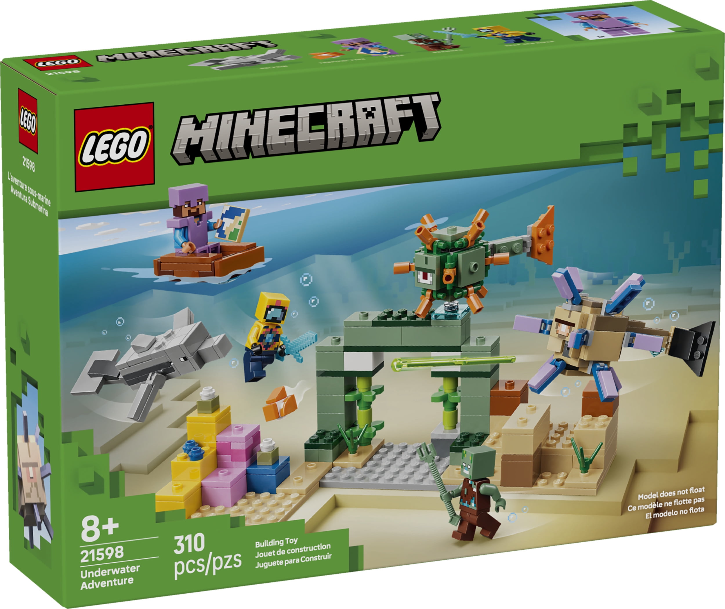 LEGO Minecraft Underwater Adventure - Building Toy for Boys & Girls, Ages 8+ - Minecraft Toys, Figures & Playsets - Gift for Kids & Gamers - 21598