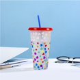 thumbnail image 4 of Oleegame 2PC Glass Bottle Creative Water Cup Heart Shape Cup PP Plastic Straw Cup Heart Shape Plastic Transparent Straw Cup 710ml Cold Change Temperature Sensitive Plastic Cup, 4 of 5