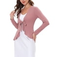 thumbnail image 4 of Allegra K Women's Dressy Cardigan Sweaters Tie Front Draped Ruffle Knit Cardigans S Dark Pink, 4 of 7