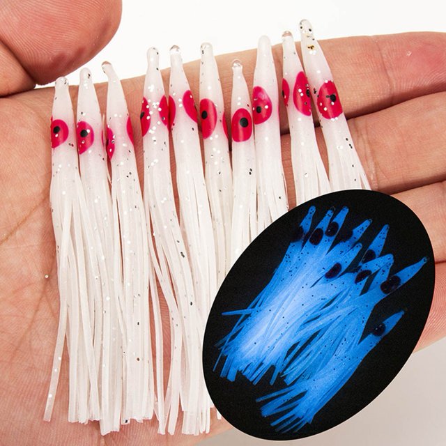 10pcs 8cm Fishing luminous luya bait Needle shape octopus Squid soft bait