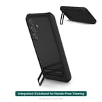 onn. Samsung Galaxy S25 Rugged Phone Case with Built-in Kickstand & Smartport Protection, Clear/Black