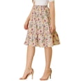 thumbnail image 4 of Unique Bargains Women's Ruffle Hem Flowy Tiered A-Line Swing Floral Midi Skirt, 4 of 8