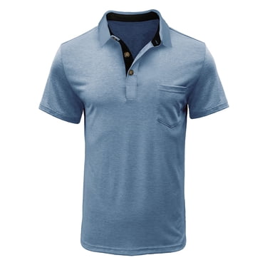 Dvkptbk Hommes Manches Courtes Uni Décontracté Mode Col Rabattu Chandail Boutons T-Shirt Blouse en Liquidation