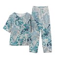 thumbnail image 2 of Ensembles 2 Pcs pour Femmes Été Imprimé Manches Courtes Demi-Manches Col Rond Haut Court + Ensemble Pantalon Décontracté Ensemble Deux Pièces Tenue de Détente Ensembles Grande Taille en Liquidation, 2 of 4