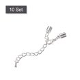 thumbnail image 3 of Unique Bargains 10Sets 5mm Leather Cord End Caps with Lobster Clasps & Extender Chain for DIY, Rhodium Tone, 3 of 7