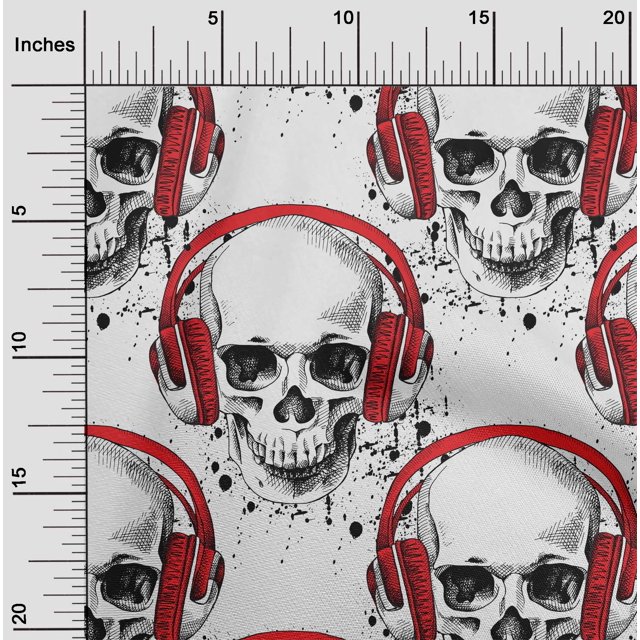 oneOone Velvet Red Fabric Skull Sewing Craft Projects Fabric Prints By Yard 58 Inch Wide