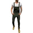 thumbnail image 1 of VEKDONE 2025 Men's Casual Denim Bib Overalls Slim One-Piece Jumpsuits Washed Jeans Ripped Long Rompers Trousers A Army Green,X-Small, 1 of 1
